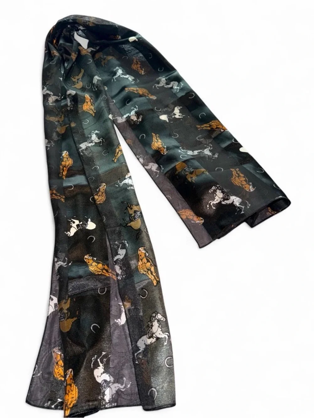 Horse Print Scarf in Black and Brown